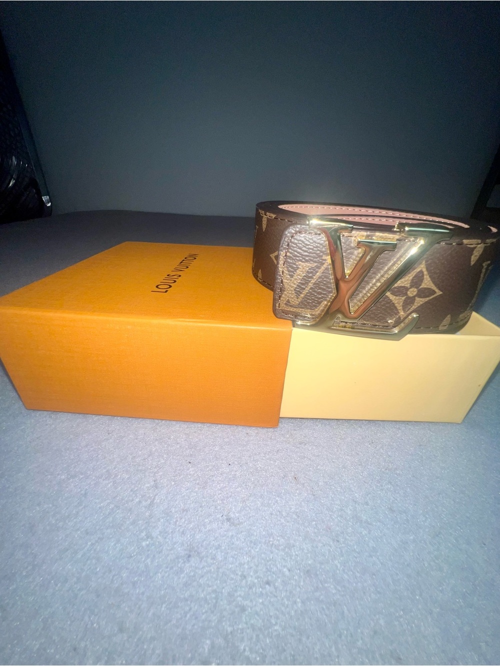 Louis Vuitton Monogram Brown Belt Gold Buckle Size 125/50 W/ Box
